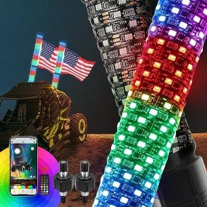 RGB LED Whip Lights with Remote Control - 2 Pack