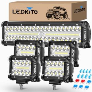 LEDKITO 12" Light Bar & 4" Pod Light Set