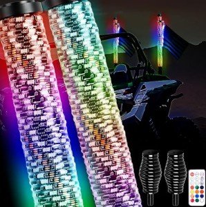 Upgraded 3FT RGB Whip Lights with Remote (2 Pack)