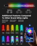 Upgraded 3FT RGB Whip Lights with Remote (2 Pack)