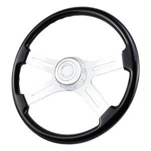 18" Truck Steering Wheel - Solid Wood & Chrome