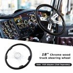 18" Truck Steering Wheel - Solid Wood & Chrome