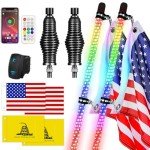 4FT RGB LED Whip Lights with Remote Control