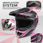 Kids Full Face ATV Motocross Helmet Set - Pink