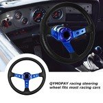 QYMOPAY Blue Racing Steering Wheel with Horn