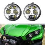 CPOWACE Chrome LED Headlights for Kawasaki ATVs