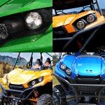 CPOWACE Chrome LED Headlights for Kawasaki ATVs