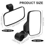UTV Rear and Center View Mirror Set