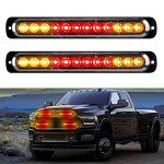 12-LED Amber & Red Emergency Strobe Light Bar