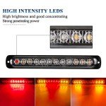 12-LED Amber & Red Emergency Strobe Light Bar