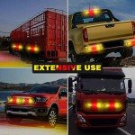 12-LED Amber & Red Emergency Strobe Light Bar