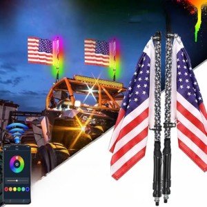 2-Pack 2FT RGB LED Whip Lights for Off-Road