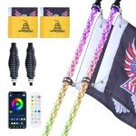 3 FT RGB LED Whip Lights with Remote & Flags
