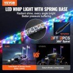 3 FT RGB LED Whip Lights with Remote & Flags