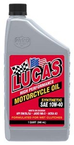 Lucas Oil Synthetic 10W-40 Motorcycle Oil, Quart