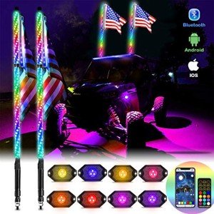 OHMU 4FT LED Whip Lights & Rock Light Bundle
