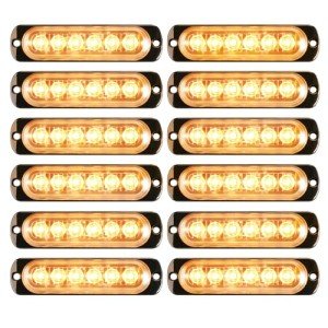 12-Pc Amber LED Strobe Lights for Vehicles