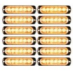 12-Pc Amber LED Strobe Lights for Vehicles