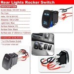 XJMOTO Universal Blue Light Rocker Switch 20A 12V