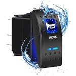 Waterproof Momentary Horn Rocker Switch with LED