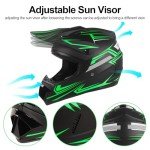 TIANDU Youth Kids Dirt Bike Motocross Helmets (Goggles Gloves Face Mask) 4PCS Set, Boys Girls Full Face Motorcycle Helmet, Mountain Bike Off Road Helmets, DOT Approved ATV Helmet