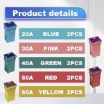 Pleoos 10Pcs Jcase Fuse Kit Mini Jcase Fuse Assortment Tall Profile for Pickup Trucks Cars and SUVS (20A/30A/40A/50A/60A, 2pcs Each)