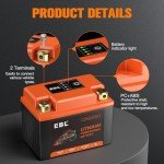 EBL YTX4L-BS YTZ5S-BS YTX5L-BS YTZ6-BS Lithium Motorcycle Battery LiFePO4 12V 2.5Ah,150A Built in BMS Powersports Battery for ATV, UTV, Jet Ski, Snowmobile, Quad, Motor bike,Tractor, Maintenance Free