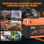 EBL YTX4L-BS YTZ5S-BS YTX5L-BS YTZ6-BS Lithium Motorcycle Battery LiFePO4 12V 2.5Ah,150A Built in BMS Powersports Battery for ATV, UTV, Jet Ski, Snowmobile, Quad, Motor bike,Tractor, Maintenance Free
