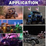 OHMU 2pcs 3FT Led Whip Lights with Bluetooth,Remote Control [Spring Base] [300 Colors] [366 Lighting Modes] 360°Spiraling Rising Dream Wrapped Dancing Offroad Warning Antenna Whips for side by side