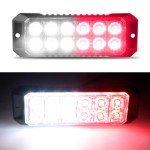 Raryloy LED Emergency Strobe Flashing Grille Strobe Lights for Trucks 12LED Surface Mount Strobe Warning Emergency Flashing Red&White Light for Car Truck Van Off Road Vehicle ATV SUV