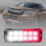 Raryloy LED Emergency Strobe Flashing Grille Strobe Lights for Trucks 12LED Surface Mount Strobe Warning Emergency Flashing Red&White Light for Car Truck Van Off Road Vehicle ATV SUV