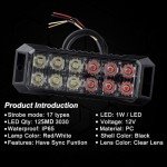 Raryloy LED Emergency Strobe Flashing Grille Strobe Lights for Trucks 12LED Surface Mount Strobe Warning Emergency Flashing Red&White Light for Car Truck Van Off Road Vehicle ATV SUV