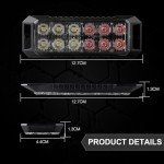Raryloy LED Emergency Strobe Flashing Grille Strobe Lights for Trucks 12LED Surface Mount Strobe Warning Emergency Flashing Red&White Light for Car Truck Van Off Road Vehicle ATV SUV