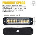 Xprite Amber 12 LED Emergency Strobe Lights Kit Surface Flush Mount Side Marker Grill Grille Hazard Warning Flashing Light Head for Off-Road Vehicles ATV Trucks Cars - 10PCS