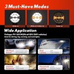 Firehawk LED Light Pods Bar 4 Inch 30000LM 60W Round Spot Flood Amber White Driving Offroad Fog Work Backup Bumper for Truck Jeep ATV UTV SUV Tractor Motorcycle 4x4 Cart Trailer Boat Waterproof 2PCS