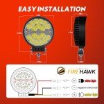 Firehawk LED Light Pods Bar 4 Inch 30000LM 60W Round Spot Flood Amber White Driving Offroad Fog Work Backup Bumper for Truck Jeep ATV UTV SUV Tractor Motorcycle 4x4 Cart Trailer Boat Waterproof 2PCS