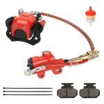 FVRITO Rear Brake Master Cylinder Caliper Assembly with for 50cc 70cc 90cc 110cc 125cc Taotao Boulder B1 Coolster 3050HD 3050C 3125R Peace motorsports Quad Chinese ATV Kids 4wheeler Scooter Red