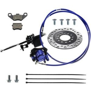 PRO BAT Rear Hydraulic Disc Brake System Caliper + Brake Disk Rotor Replacement + Brake Pad Assembly for 50cc 70cc 90cc 110cc 125cc 150cc Quad Bike ATV Buggy, Blue
