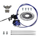 PRO BAT Rear Hydraulic Disc Brake System Caliper + Brake Disk Rotor Replacement + Brake Pad Assembly for 50cc 70cc 90cc 110cc 125cc 150cc Quad Bike ATV Buggy, Blue