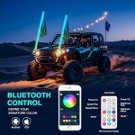 Arnzion LED Whip Lights with App Control, 2PCS