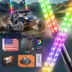 KeoBin 4FT LED Whip Lights with Remote & Flags