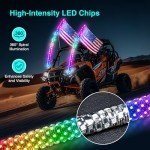 Arnzion LED Whip Lights with App Control, 2PCS