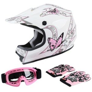 Pink Butterfly Youth ATV Full Face Helmet