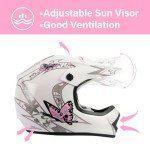 Pink Butterfly Youth ATV Full Face Helmet