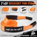 METOWARE 35,000lbs Heavy Duty Tow Strap Kit