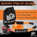 METOWARE 35,000lbs Heavy Duty Tow Strap Kit