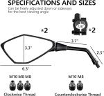 ATV Motorcycle Mirrors with 360-Degree Adjustment