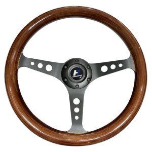 Hiracing 14" Wood Grain Steering Wheel with Horn