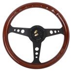 Hiracing 14" Wood Grain Steering Wheel with Horn
