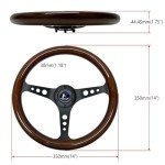Hiracing 14" Wood Grain Steering Wheel with Horn
